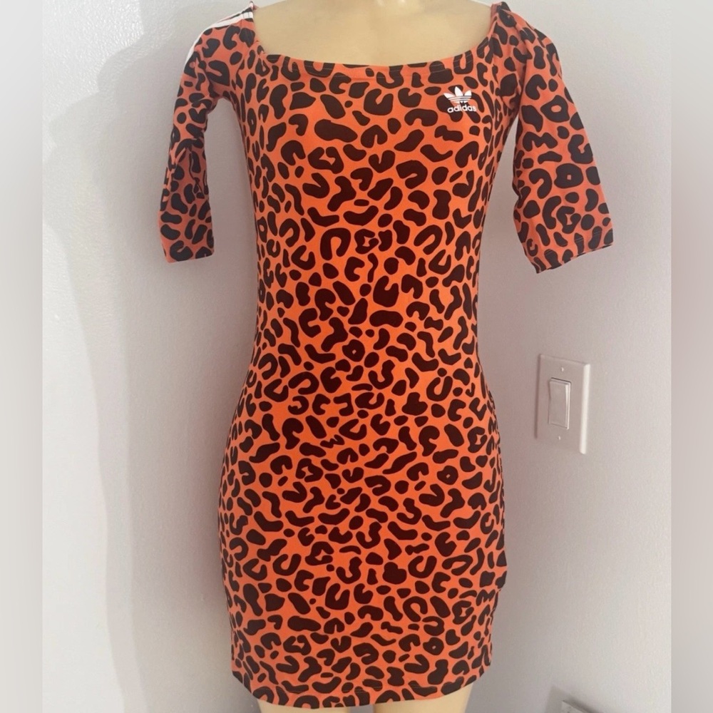 Adidas Women's Bold Orange Animal Print Dress
